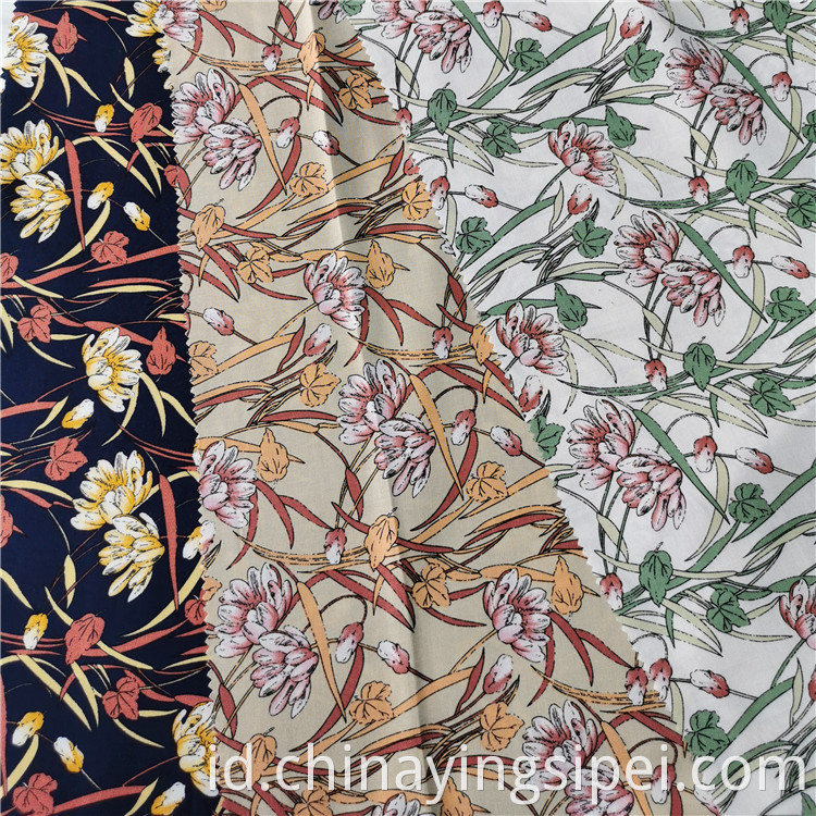 2020 Stok Terbaru Lot Soft Custom Fabric Printing Challis Viscose Floral Poplin Rayon Printed Fabric